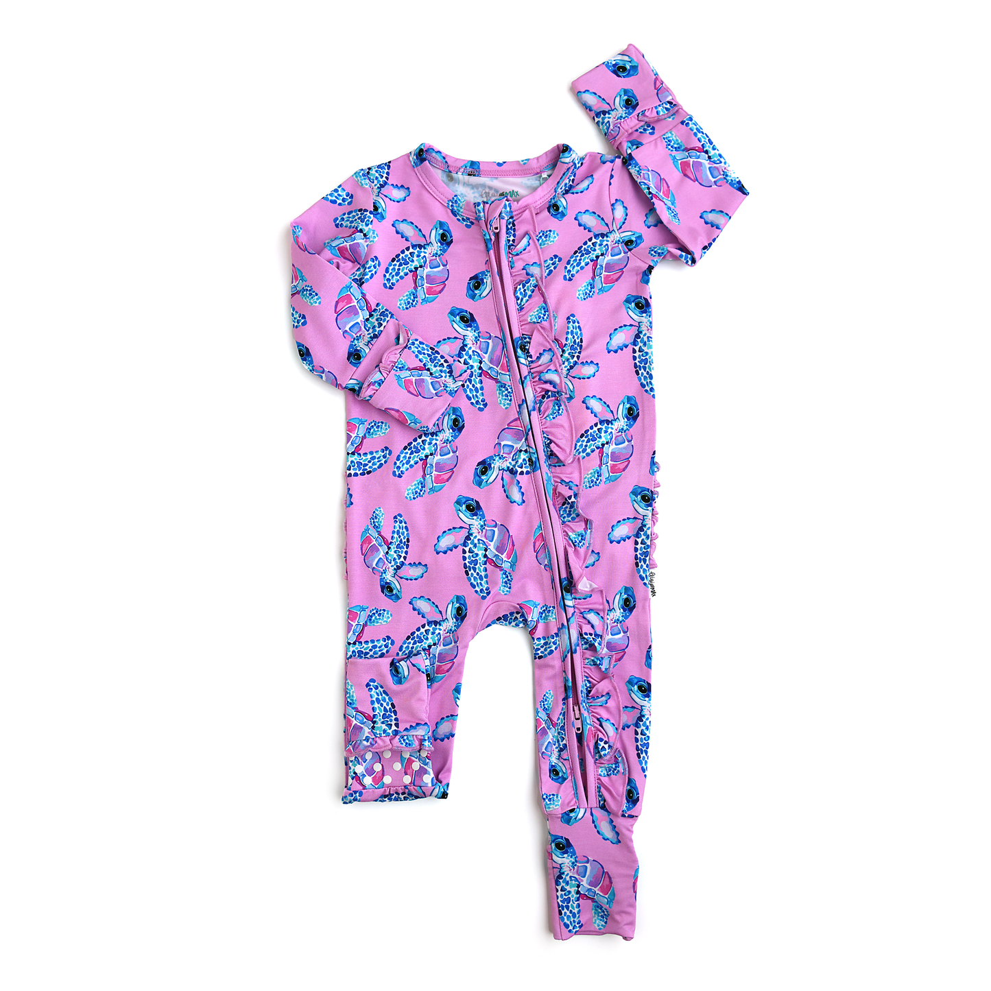 Waverly Sea Turtles Ruffle Zip Bamboo Sleepies Little