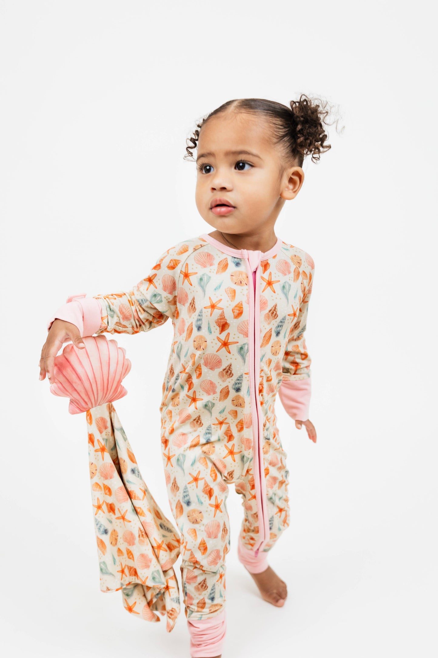 Sandy Seashells Beachy Bamboo Convertible Baby Pajamas