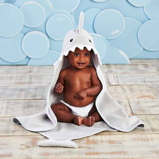 Let the Fin Begin Gray Shark Hooded Towel