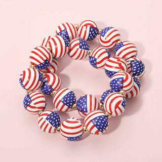 American Flag Beaded Stretch Bracelet