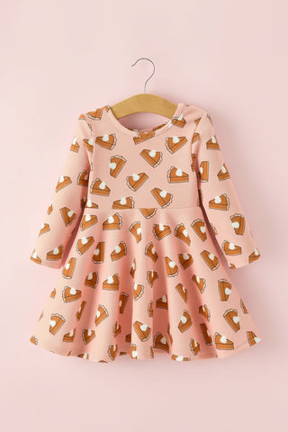 Girls Thanksgiving Pumpkin Pie Dress Fall Twirl Dress