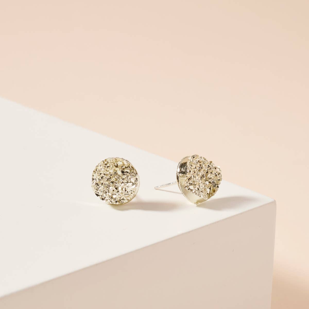 Metallic Druzy Stone Round Stud Earrings