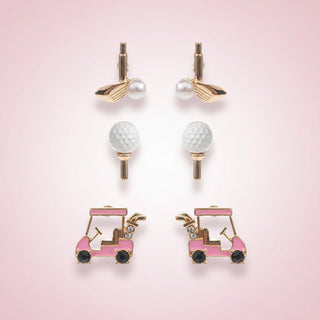 Golf Theme Stud Earrings Set
