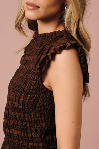 Women's Smocked Plaid Ruffle Peplum Top
