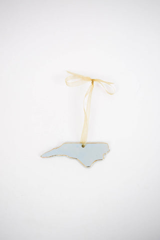 North Carolina Ornament in White | 22k Gold Edge