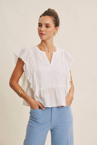 Stretch Cotton Linen High-Waist Ankle Pants