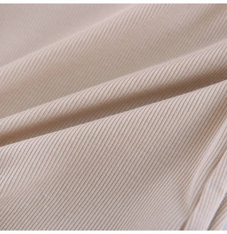 Basic Round Neck Halter Rib Knit Built-In Bra Tank Top