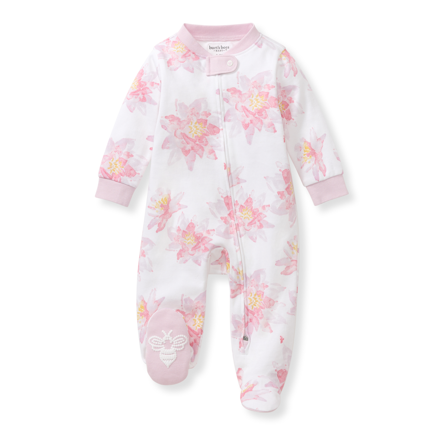 Burts Bees Water Lily Organic Cotton Zip Sleep & Play Onesie