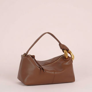 Chunky Chain Accent Hobo Baguette Bag