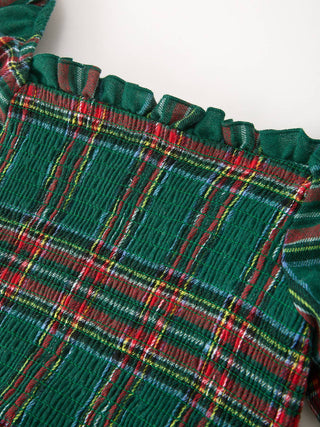 Christmas Green Plaid Mommy and Me Matching Dress