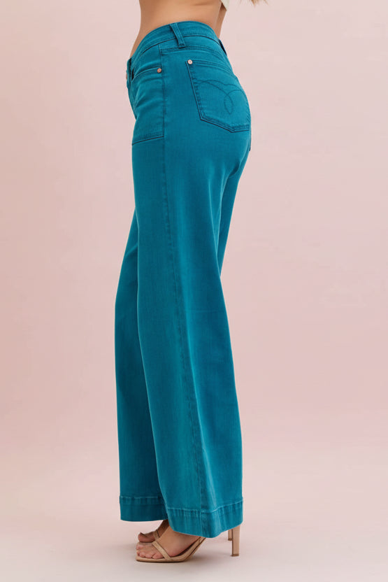 Judy Blue Mid-Rise Utility Wide Jeans