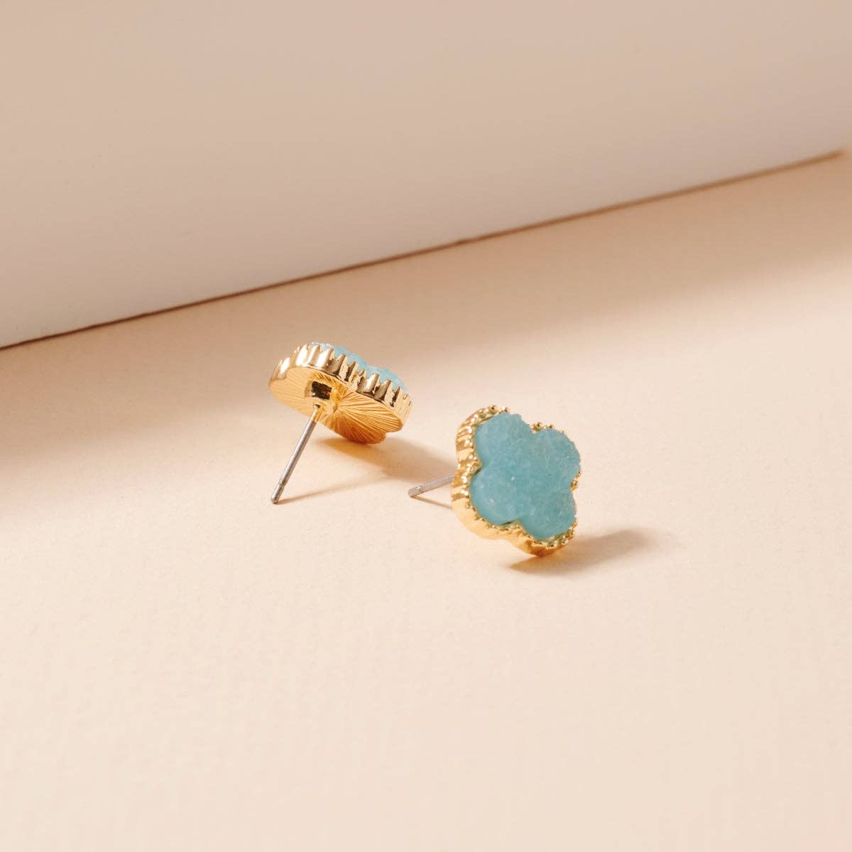 Mini Druzy Clover Stud Earrings