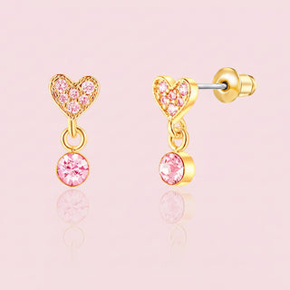 Girl Nation Little Luxe Heart Cubic Zirconia Drop Earrings