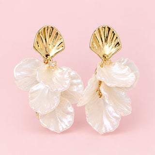 Metallic And Acrylic Petals Dangle Earrings