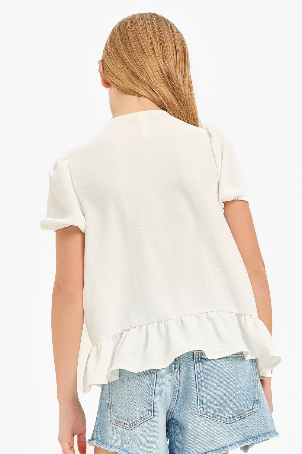 Ribbon Tie Front Ruffle Blouse