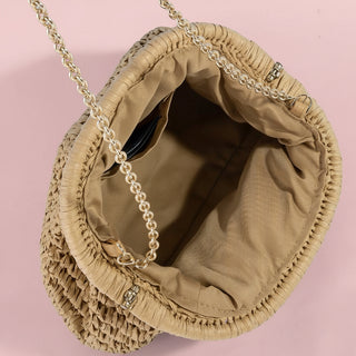 Woven Raffia Frame Shoulder Bag