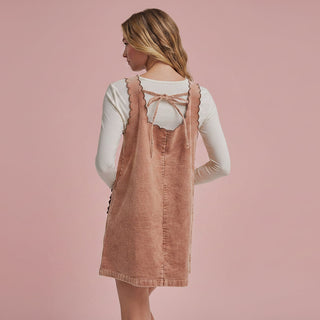 Women's Sleeveless Mineral Washed Fall Corduroy Mini Dress
