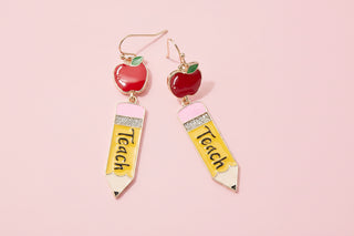 Teach Enamel Dangling Earrings for Teacher's Day