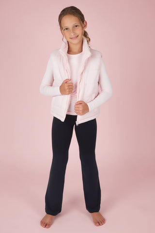 Girls Quilted Sherpa Vest, Long Sleeve Top, & Flare Pants 3-Piece Set
