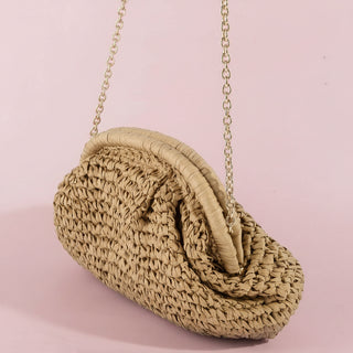 Woven Raffia Frame Shoulder Bag