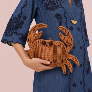 Sebastian Woven Straw Crab Clutch