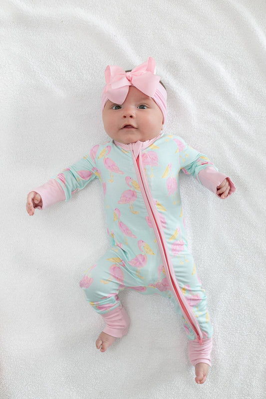 Pink Pelican Zipper Onesie