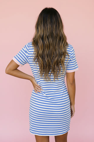 Striped Front-Tie Casual T-Shirt Dress