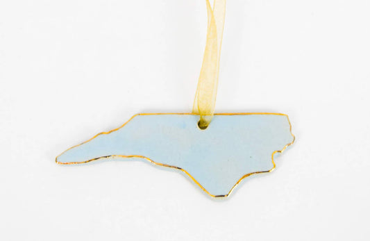 North Carolina Ornament in Blue | 22k Gold Edge