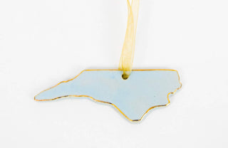 North Carolina Ornament in White | 22k Gold Edge
