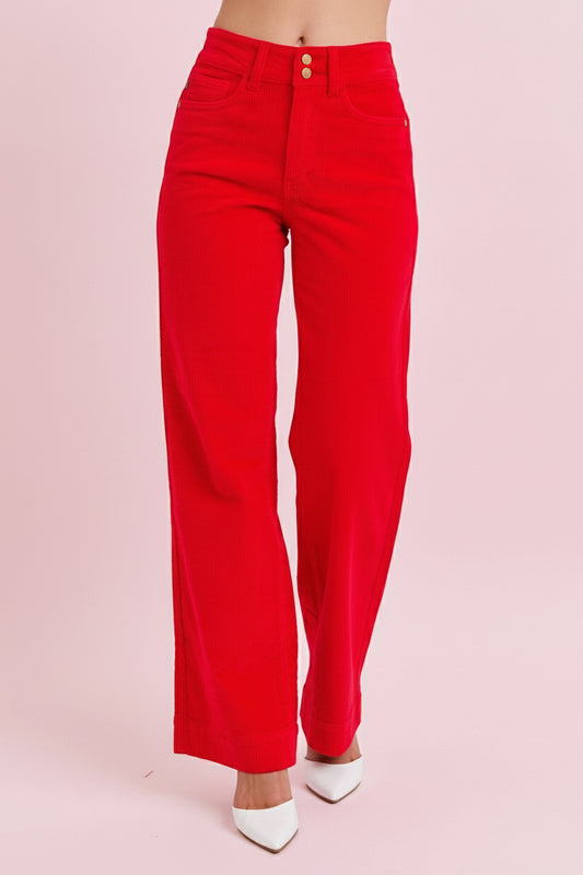 Judy Blue High Waisted Red Corduroy Trouser