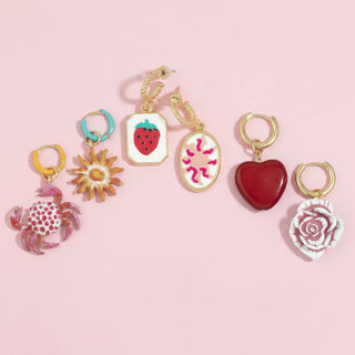 himsical Mixed Charm Huggie Hoop Earrings