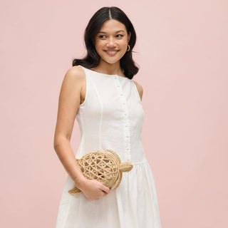 Leilani Woven Straw Turtle Crossbody Bag