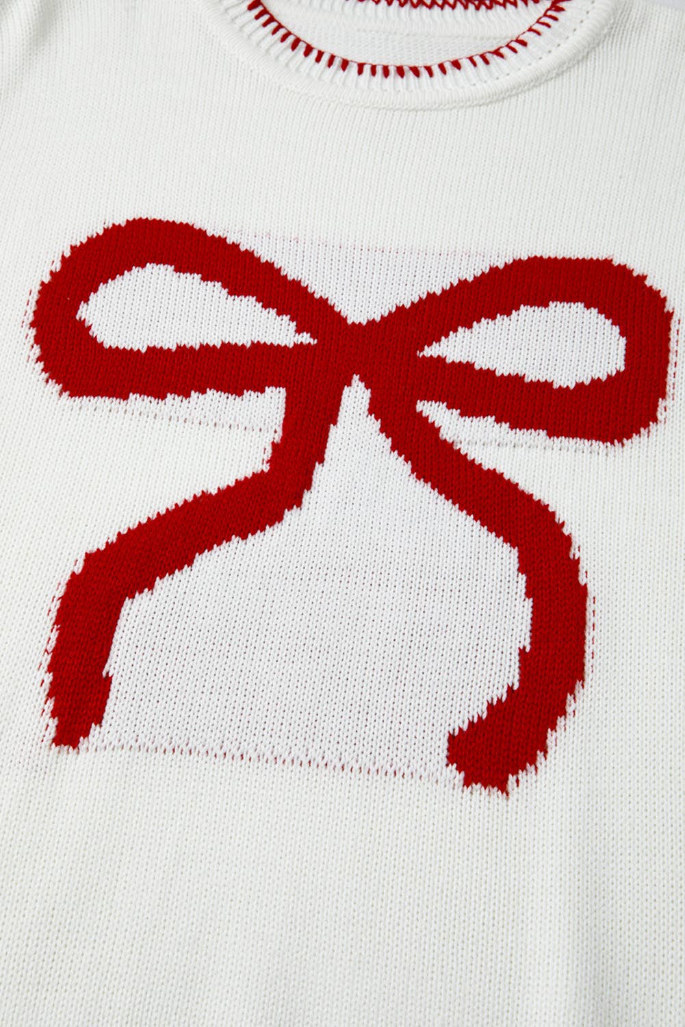 Bow Pattern Christmas Loose Fit Graphic Sweater