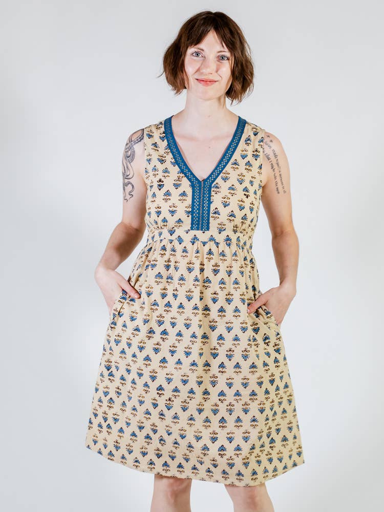 Jaya Sleeveless Dress Blue Floral