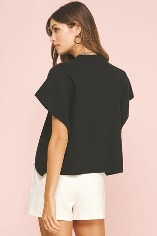 Women's Button-Down Cap Sleeve Knit Cardigan Sweater