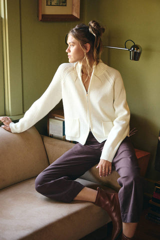 Stretch Cotton Linen High-Waist Ankle Pants