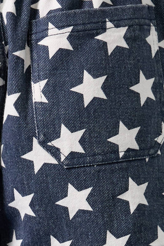 Navy and White Star Mid-Rise Lounge Shorts