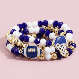 Faceted Crystal Gameday Football Stretch Bracelet Stack