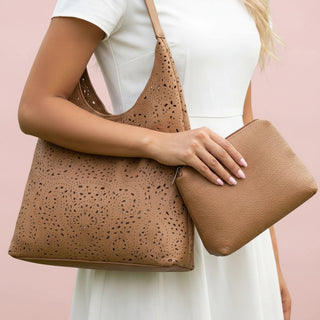 Intricate Cutout Vegan Leather Shoulder Bag