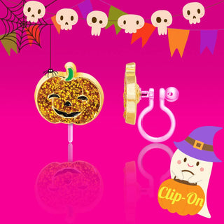 Girl Nation Sparkly Pumpkin Clip-On Earrings