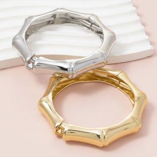 Round Bamboo Knuckle Hinged Bangle Bracelet