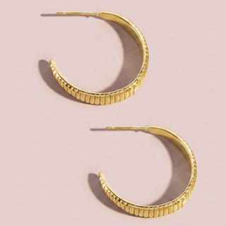 Stainless Steel Tubogas Ribbed Hoop Earrings