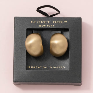 Secret Box Brushed Gold Dipped Hollow Sphere Hoop Earrings