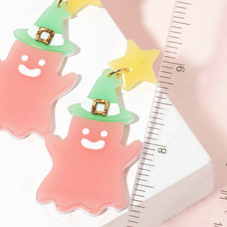 Glow In The Dark Witch Hat Halloween Ghost Dangle Earrings