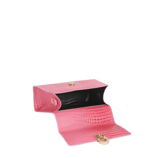Croc Embossed Push Lock Flap Satchel