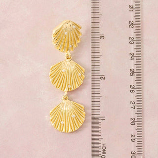 Triple Sea Shell Linked Dangle Earrings