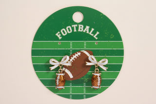 Glitter Football & Ribbon Bow Drop Earrings