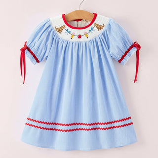 Back To School Apple Pencil Embroidery Dress