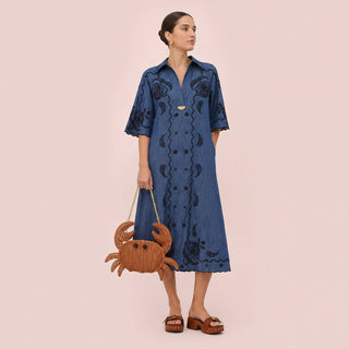 Sebastian Woven Straw Crab Clutch