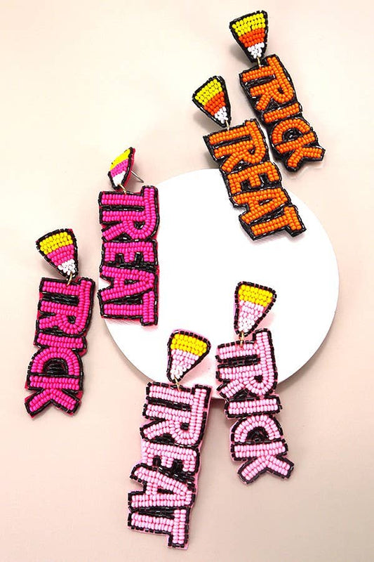 Halloween Trick or Treat Beaded Drop Earrings